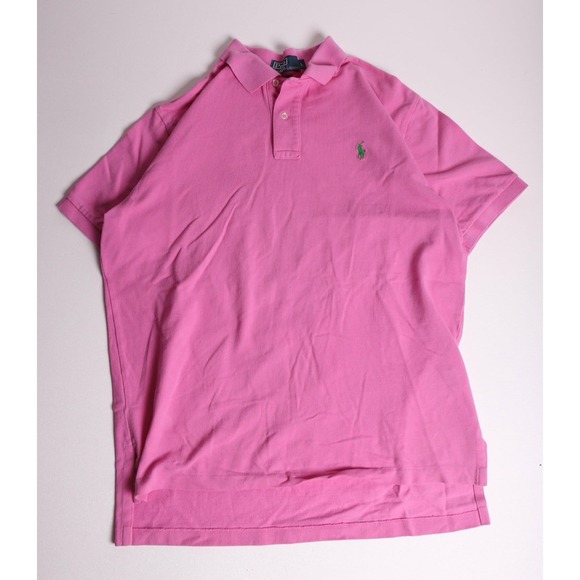 Polo Ralph Lauren Other - Polo Ralph Lauren Mens Large Pink Short Sleeve Cotton Pique Polo Green Pony Logo